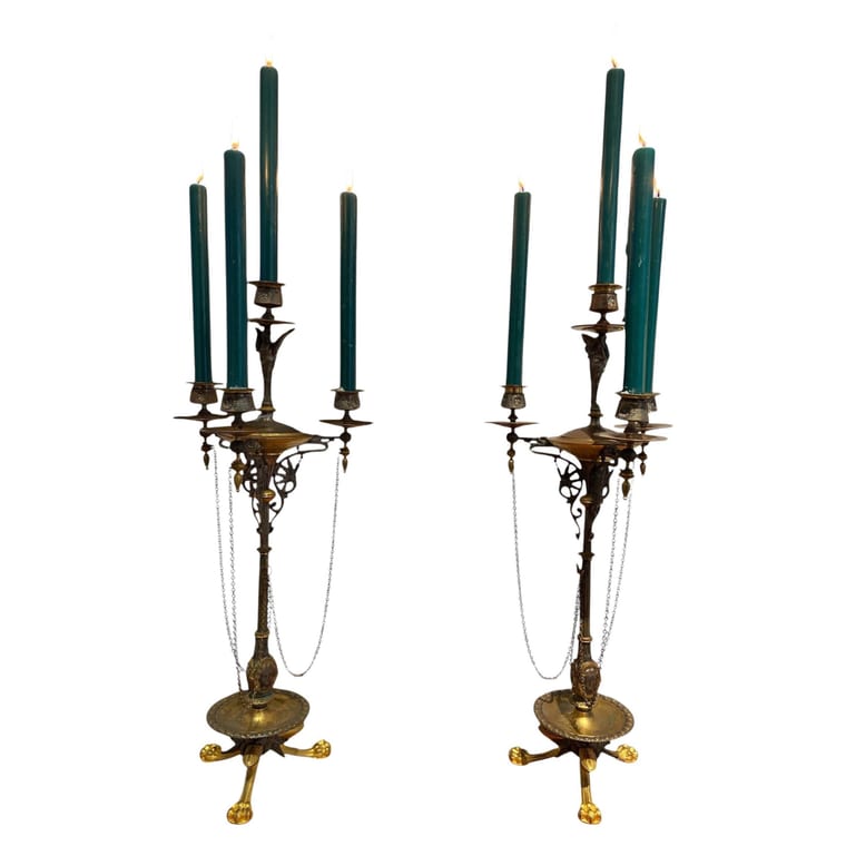 Pair of chandeliers in bronze