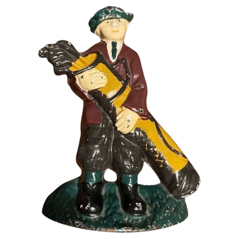 Cast Iron Golfer Doorstop, Early 20th Century