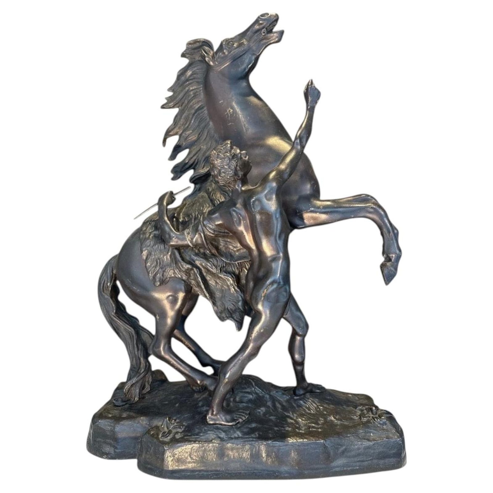 Monumental 19th-Century French Bronze Horse Tamer After Guillaume Coustou