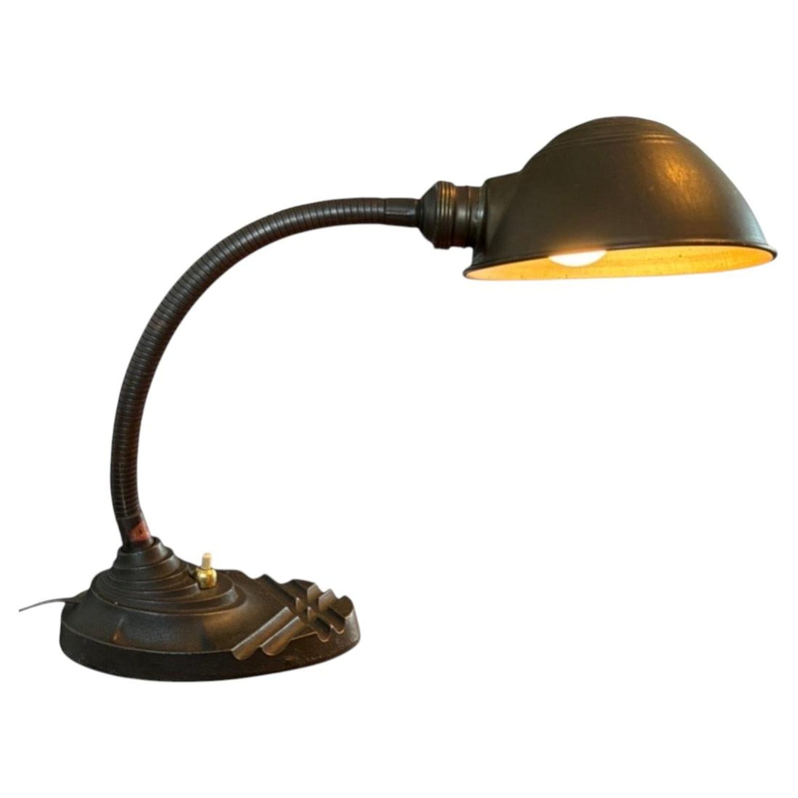 Belgian ERPE Industrial Iron Table Lamp, circa 1930s