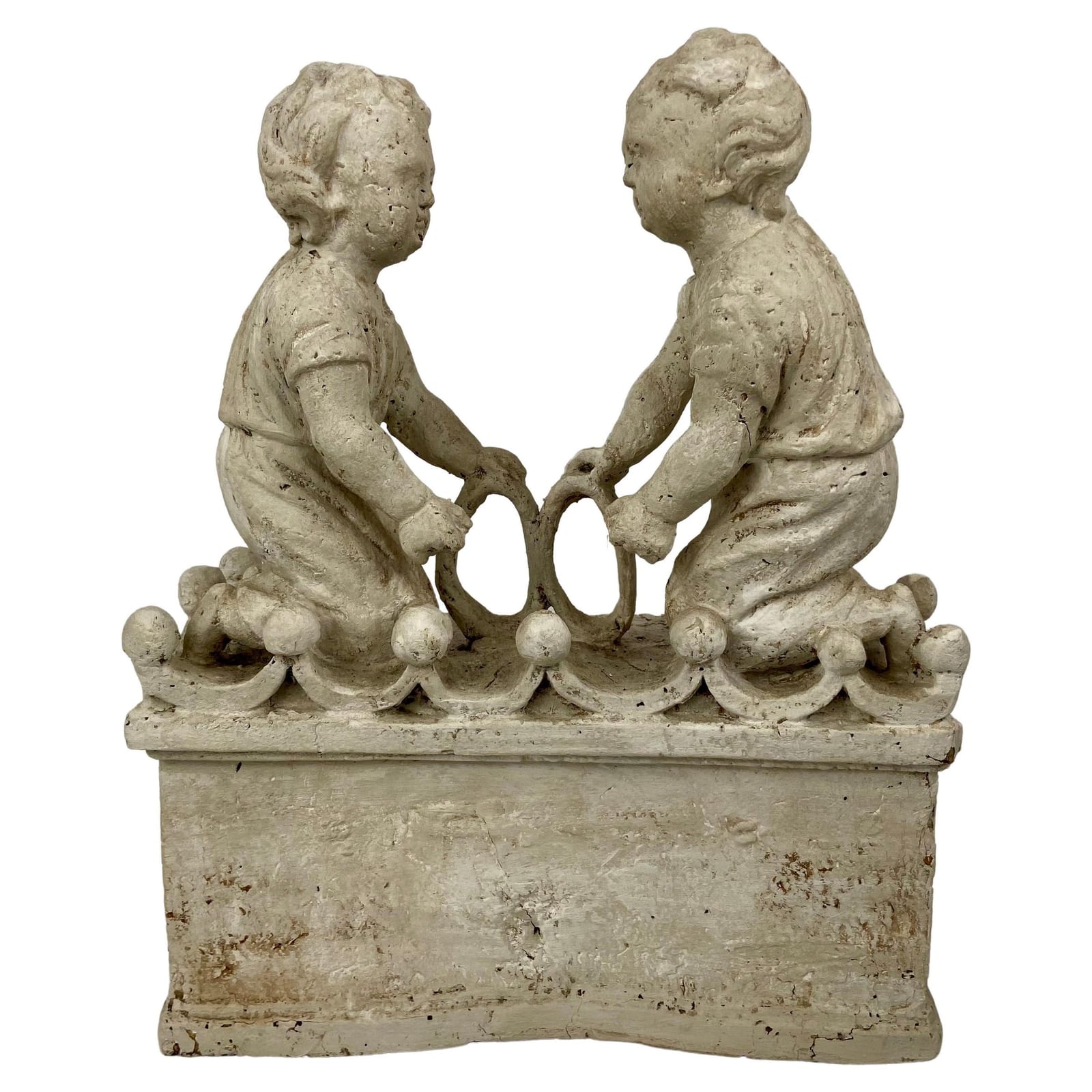 Playing children, hand carved