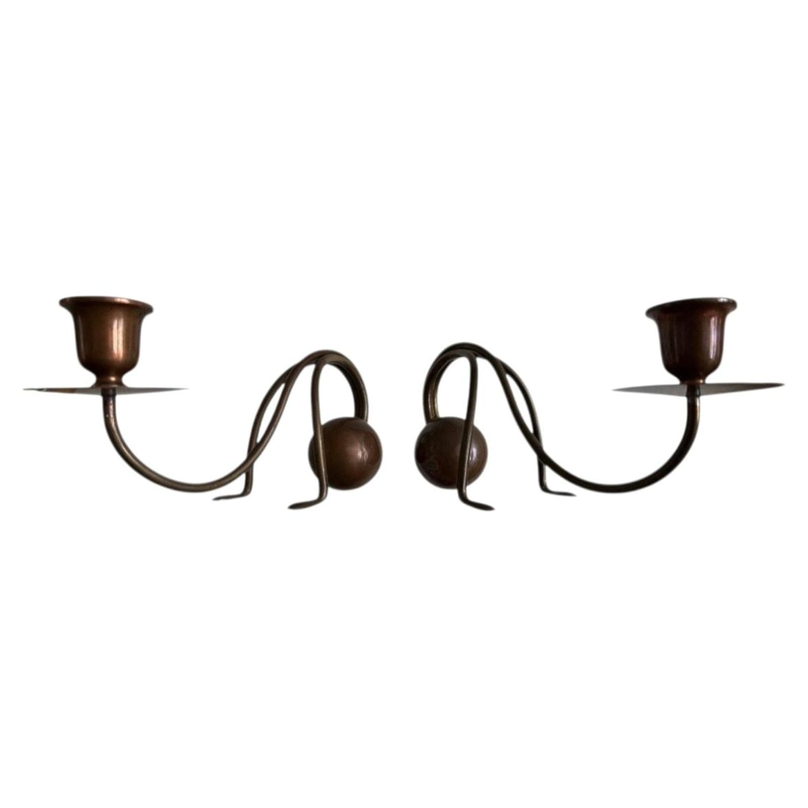 Pair of Carl Deffner Jugendstil Copper Candlesticks, Germany, circa 1910
