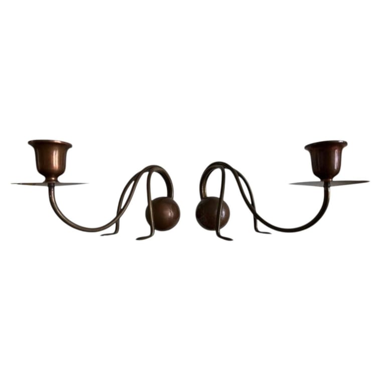 Pair of Carl Deffner Jugendstil Copper Candlesticks, Germany, circa 1910