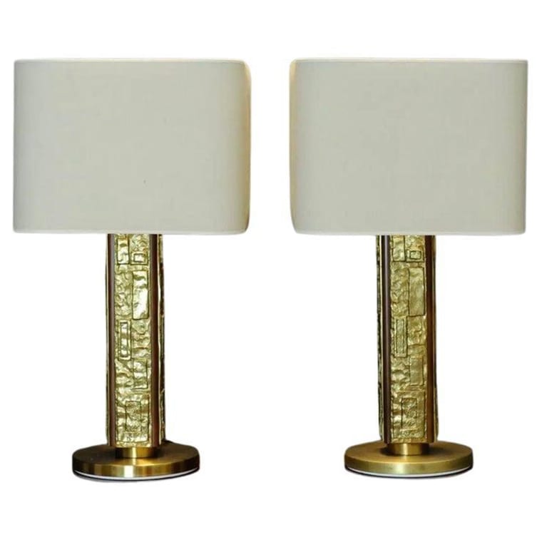 Set of 2 Brutalist table lamps by Eseria Luci Italy, model Margot