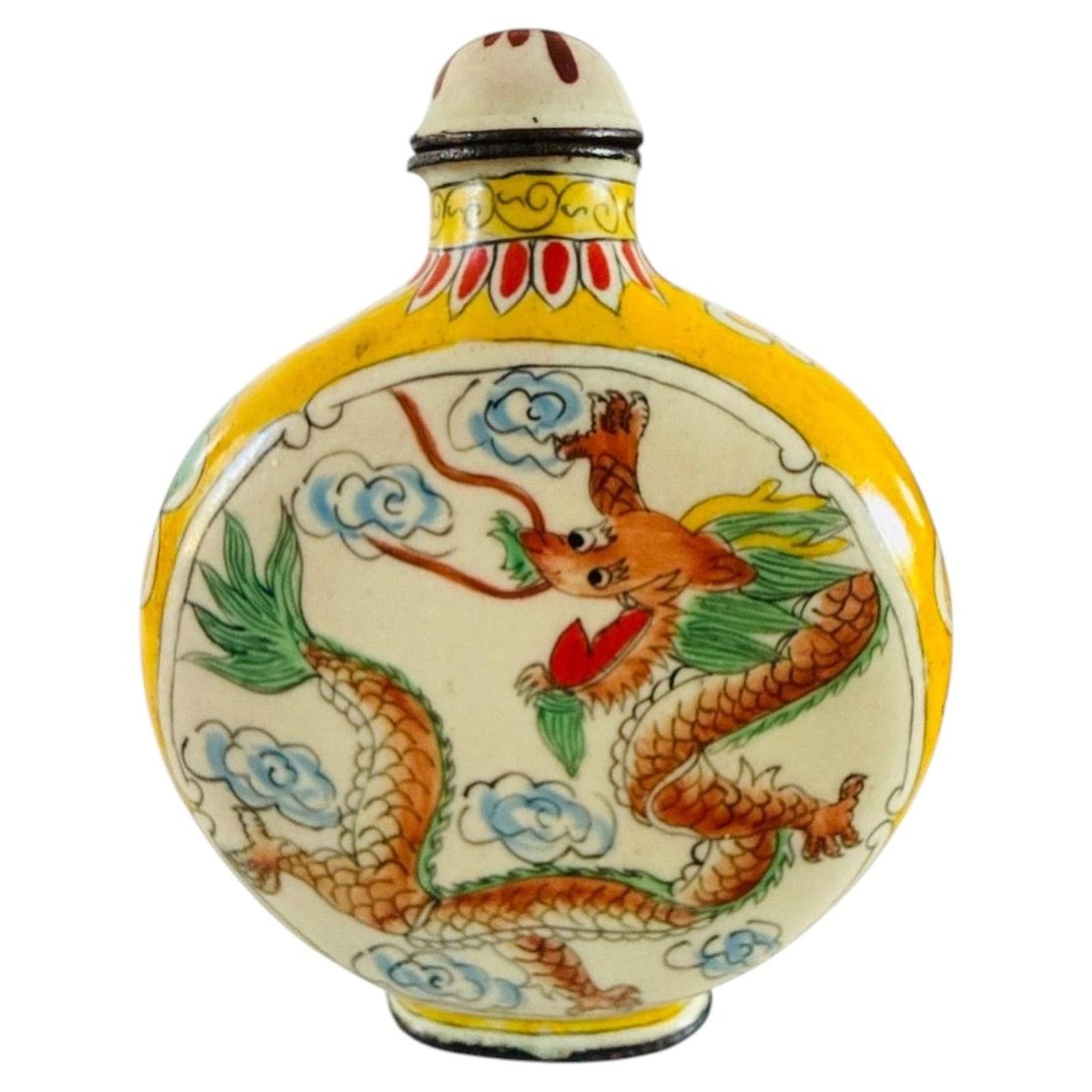 Chinese Porcelain Snuff Bottle with Dragon Decoration, circa 1900