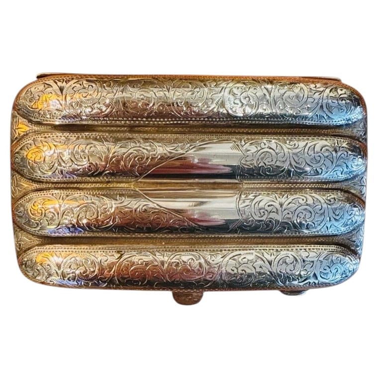 Edwardian Sterling Silver Cigar Case, John Rose, Birmingham, 1908