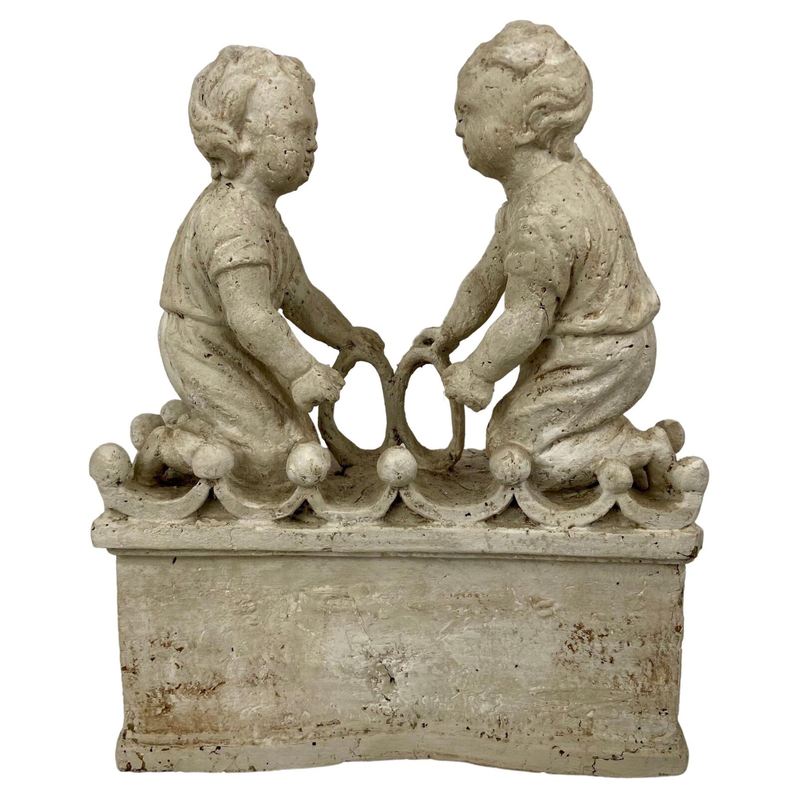 Playing children, hand carved