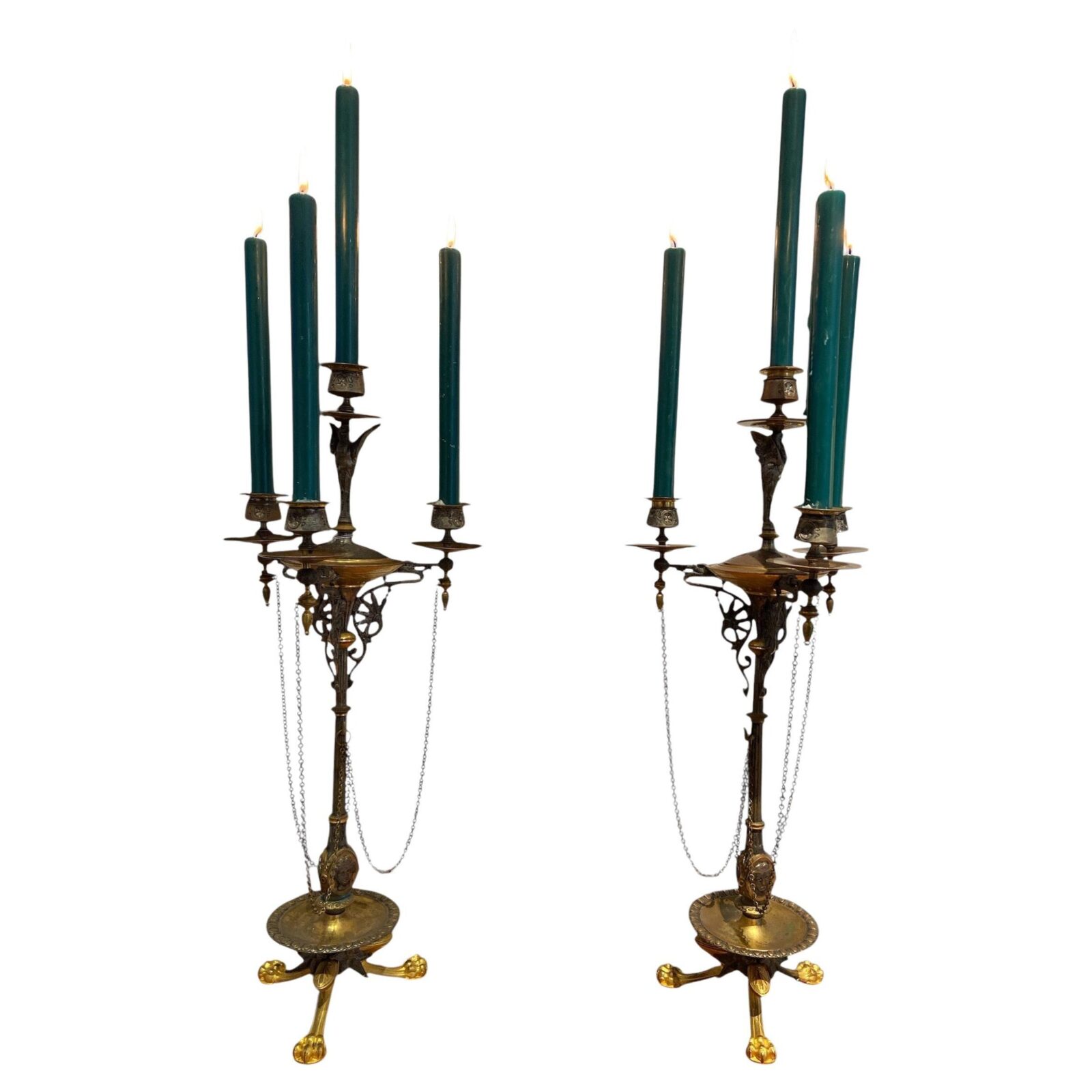 Pair of chandeliers in bronze