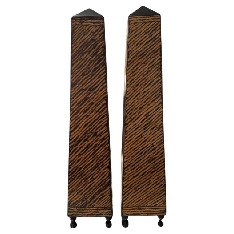 Pair of obelisks in zebra wood
