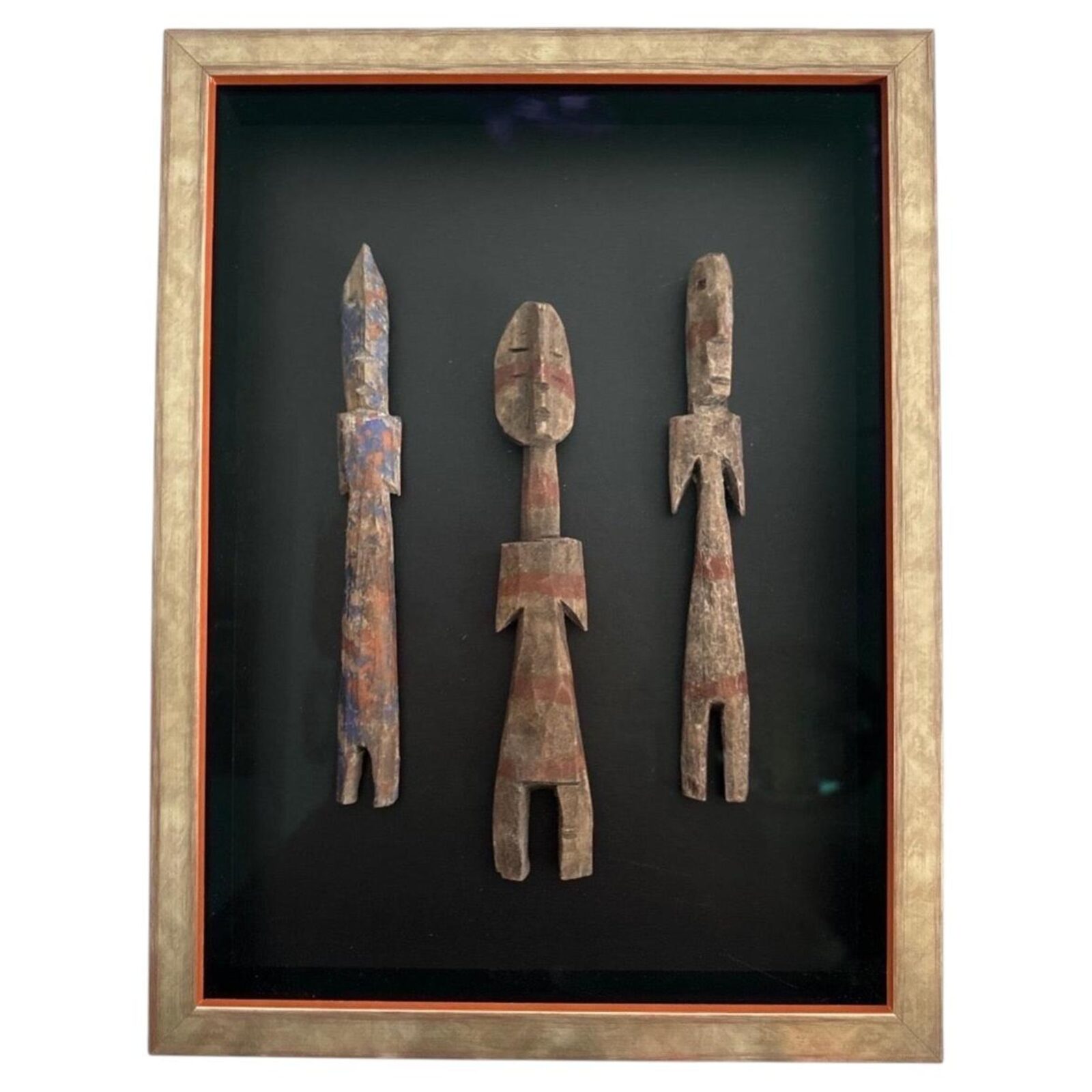 A trio of traditional Ewe carved wooden figures