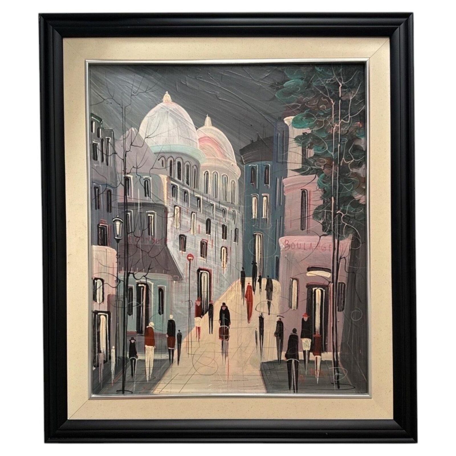 Paris Street Scene with Sacré-Cœur. Oil on canvas