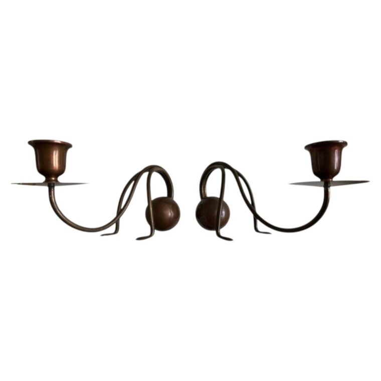 Pair of Carl Deffner Jugendstil Copper Candlesticks, Germany, circa 1910