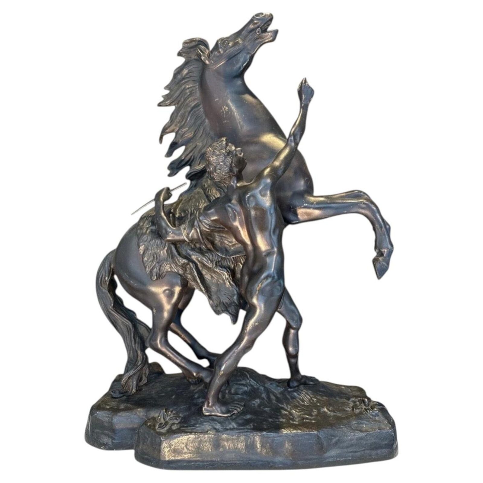 Monumental 19th-Century French Bronze Horse Tamer After Guillaume Coustou