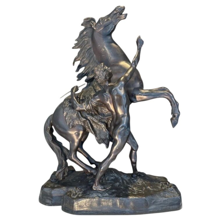 Monumental 19th-Century French Bronze Horse Tamer After Guillaume Coustou