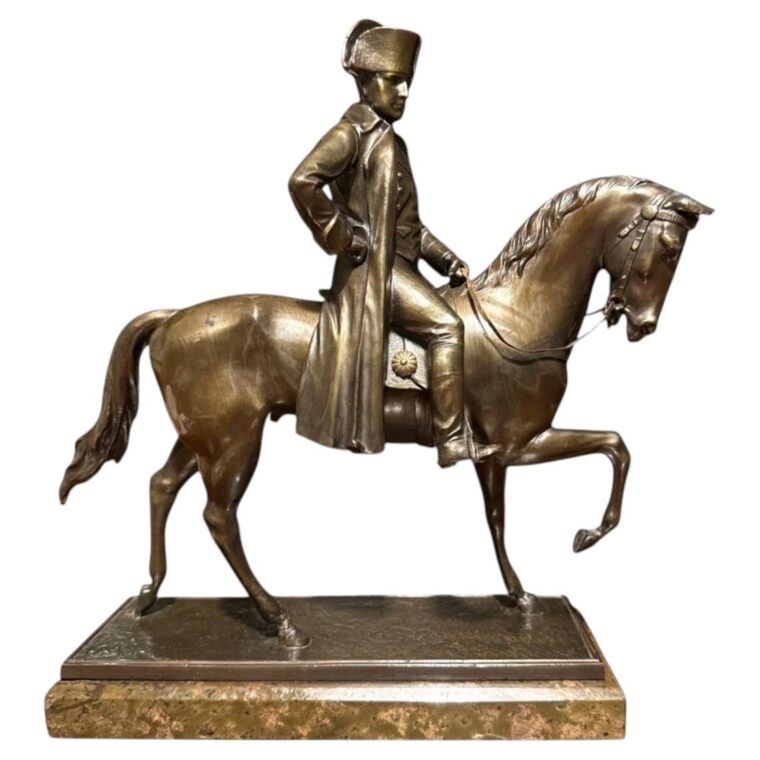 French 19th-Century Patinated Figure of Napoleon Bonaparte on horseback